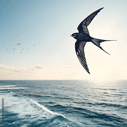seagull flying over the sea