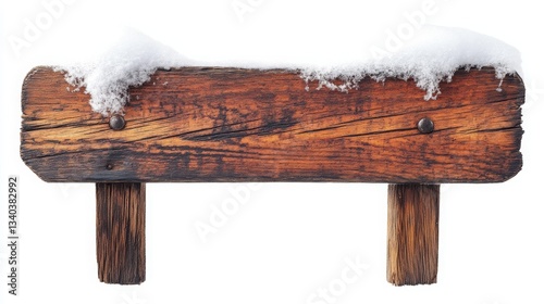 Rustic Wooden Sign with Snow in Winter Landscape