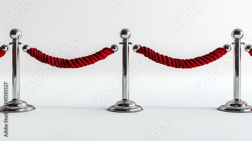 A set of polished stanchions with red ropes creating a barrier, often used in event management and crowd control.