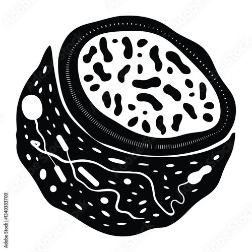 Cellular Biology Silhouette, Vector, Icon, Logo, White Background.