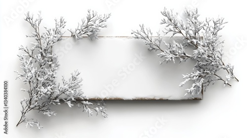 Snowy Signboard Surrounded by Winter Branches