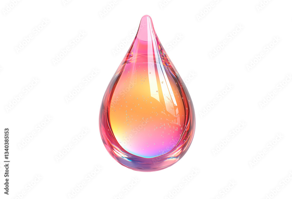 Colorful glass drop isolated on transparent background Colorful glass drop isolated on transparent background