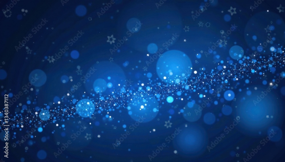 Obraz premium Dark blue night sky with glittering stars and bokeh effect, universe, starry