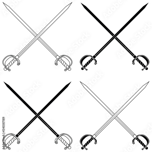 Antique Spanish swords crossed with hilt