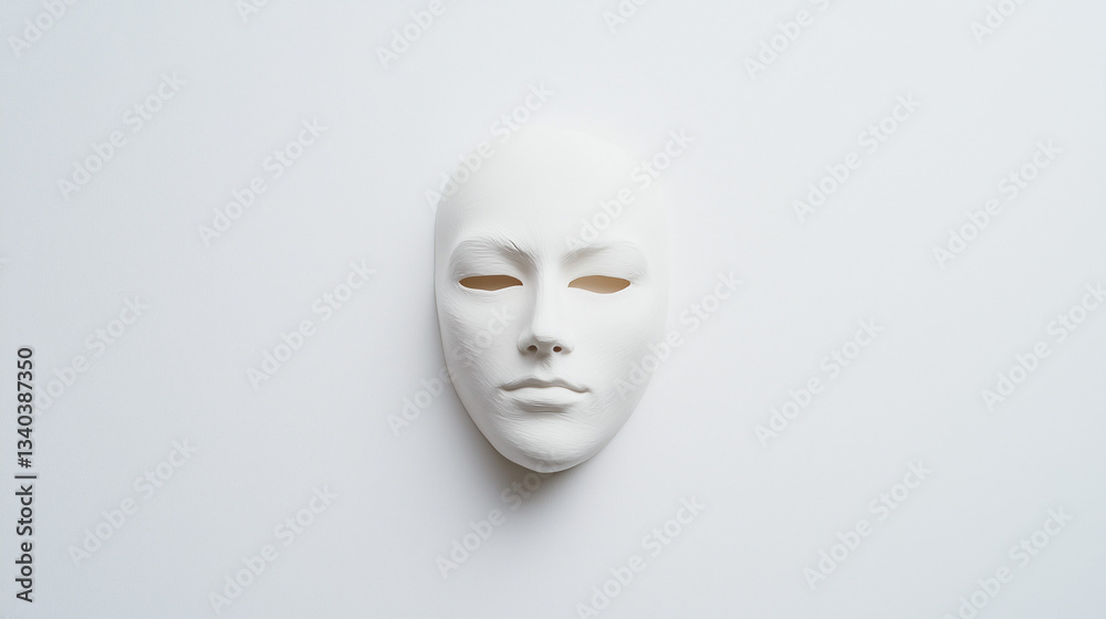 Silent Persona: A serene, blank mask hangs suspended, casting a cool, neutral tone. The simplicity and minimal detail evoke a sense of mystery and introspection. Silent Persona: A serene, blank mask hangs suspended, casting a cool, neutral tone. The simplicity and minimal detail evoke a sense of mystery and introspection.