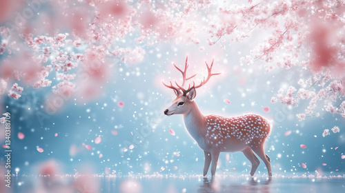 Enchanted Deer in Cherry Bl...
