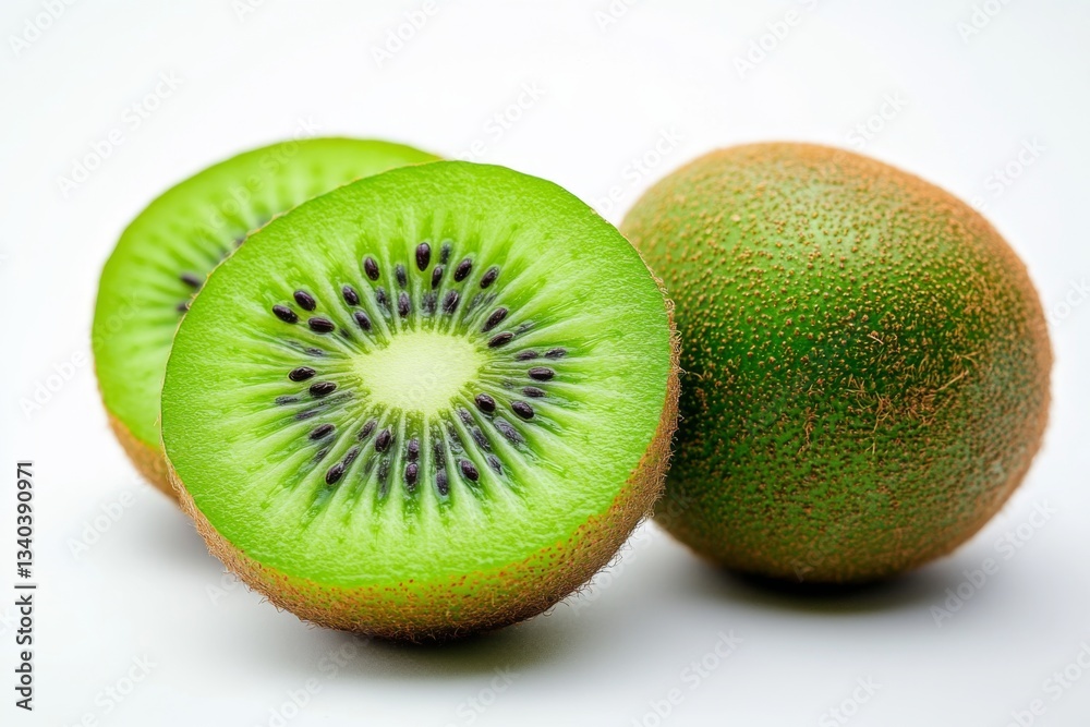 kiwi fruit close up on white background single kiwi no other elements kiwi fruit close up on white background single kiwi no other elements