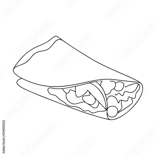 Simple Line Drawing of a Delicious Rolled Burrito