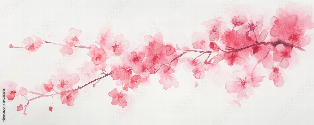 Fototapeta premium Watercolor Cherry blossom blooming flower,Sakura tree or forest side view,Cherry tree spring flower background,elements for environment and garden,botanical in spring season.