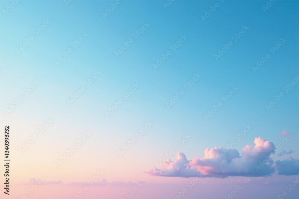 Obraz premium Soothing gradient sky with gentle blue hues and subtle cloud formations, soft focus, serene, sky