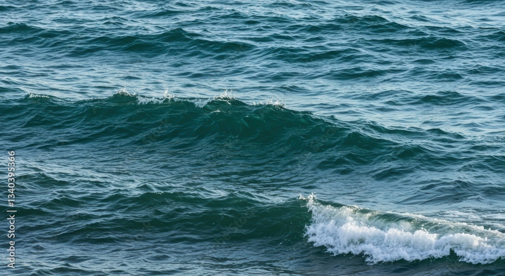 Fototapeta premium Abstract Ocean Waves with Geometric Pattern Overlay Sea Texture Background Image