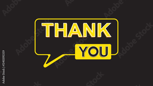 Elegant thank you message in retro style speech bubble against dark backdrop. eps 10