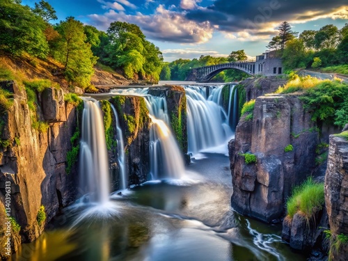 Majestic Paterson Great Falls, New Jersey: Long Exposure Waterfall Photography photo