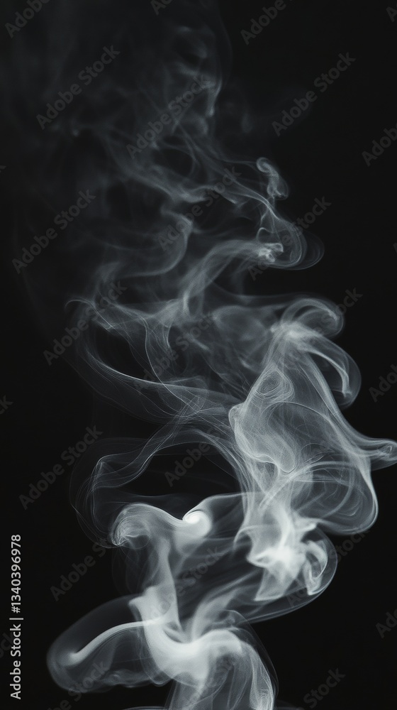 Obraz premium Wispy white smoke against dark background, ethereal movement. Abstract art concept