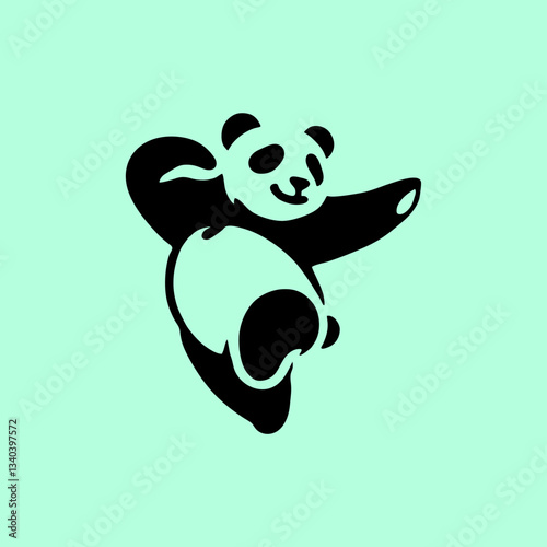 cute happy panda bear dancing	
