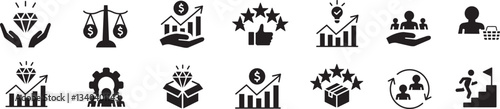 Business value icons set vector illustration. Core value editable line icon set.