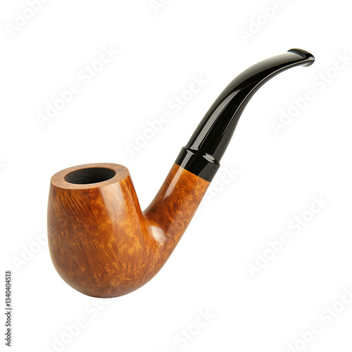 wooden tobacco pipe isolated on transparent white background