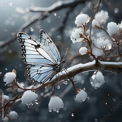 Metamorphosis of Icy Sleet to Flowing Liquid, Symbolizing Transformation, Resilience, and Natures Rejuvenation