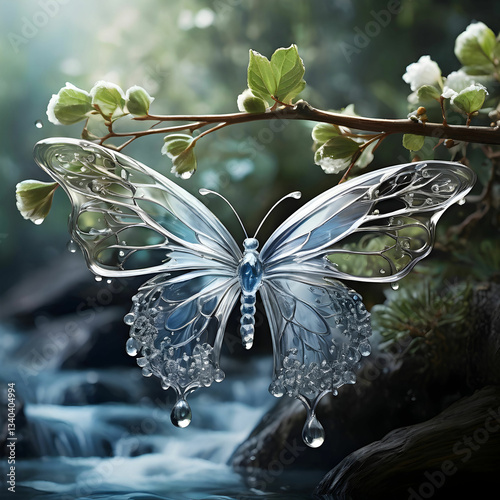 Metamorphosis of Icy Sleet to Flowing Liquid, Symbolizing Transformation, Resilience, and Natures Rejuvenation