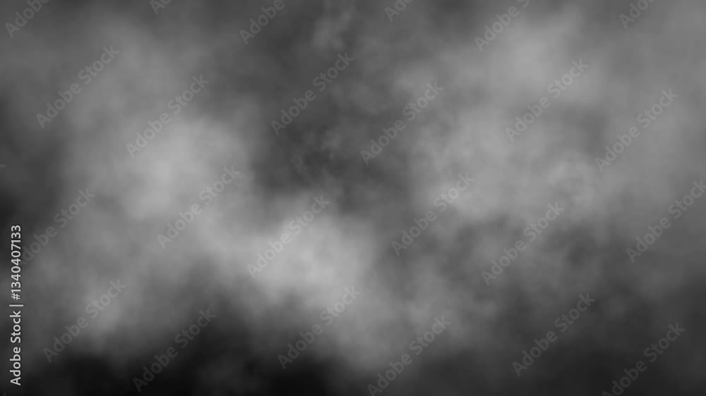 moving forward through white smoke, animation on black background