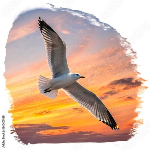 seagull in the sunset