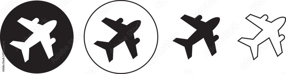 Fototapeta premium Plane icon set. Airplane icon vector. Flight transport symbol. Travel illustration. Holiday symbol