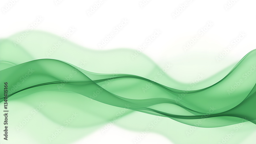 Serene Green Waves Flowing Gracefully Across a White Canvas Serene Green Waves Flowing Gracefully Across a White Canvas