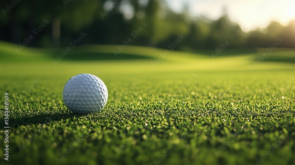 Obraz premium Close-Up of a Golf Ball on Lush Green Grass