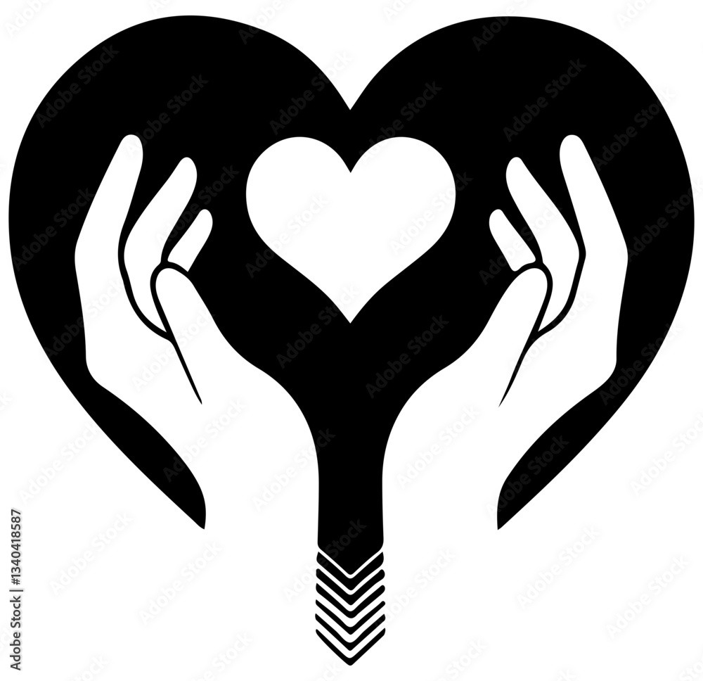Romantic Heart Symbol Silhouette Vector Art Design Illustration