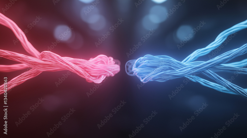 Fototapeta premium Abstract representation of a business merger with intertwining colors 