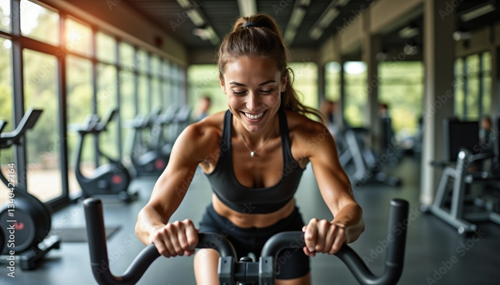 Fototapeta premium Woman Gym Workout Smiling Focused