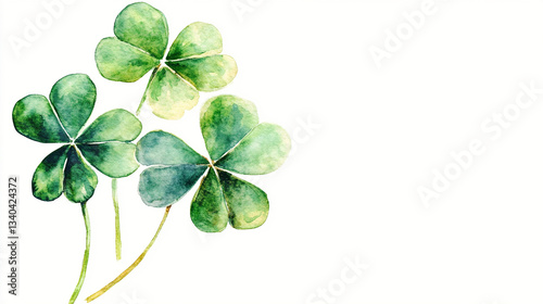 green background with clover in watercolor painting design