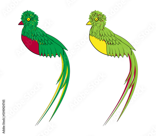 Parrot bird icon. Cute green parrot pet. Exotic tropical animal. Vector illustration isolated on white background.