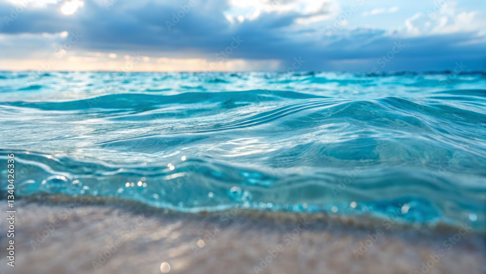 Obraz premium Misty forest close-up of gentle ocean waves tranquil seaside nature photography serene atmosphere