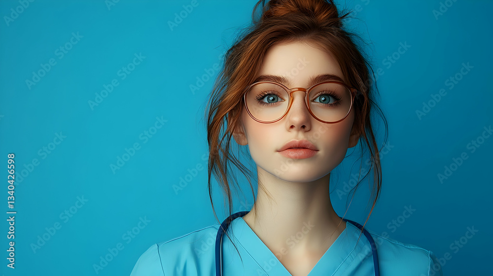 Medical Professional Illustration, Blue Background Medical Professional Illustration, Blue Background