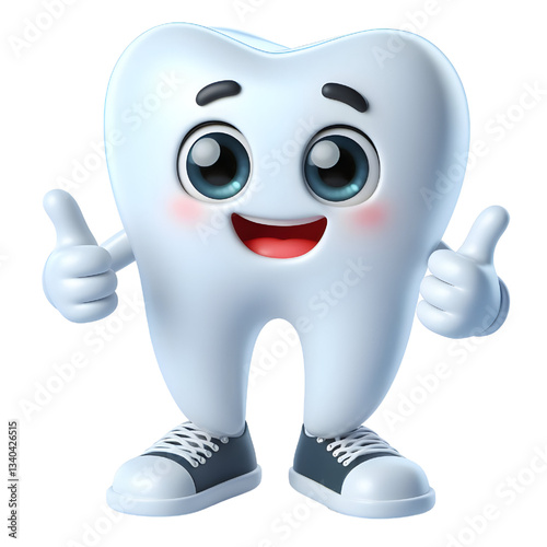 3d cute tooth mascot cartoon character illustration