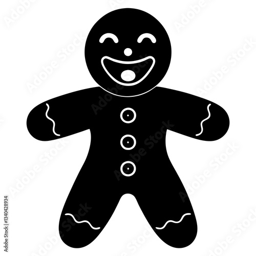 A giggling gingerbread cookie silhouette vector illustration