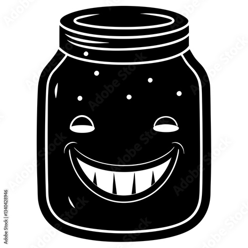 A giggling jelly jar silhouette vector illustration