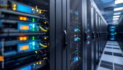 High-Tech Data Center with Advanced Security Protocols and Systems