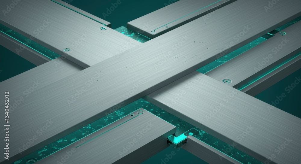 Obraz premium Abstract Grey and Teal Brushed Metal Geometric Background Texture