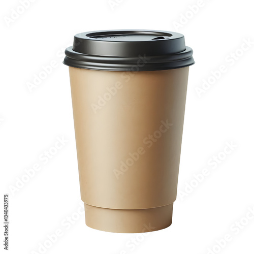 Blank take away kraft coffee cup isolated on white background