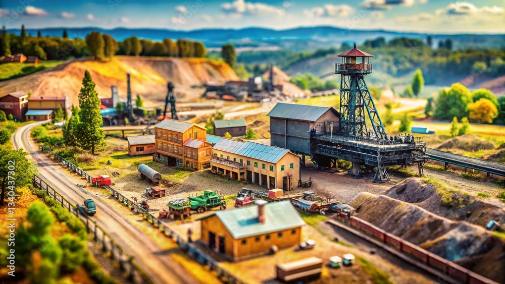 Obraz premium Miniature Coal Mine Landscape: Tilt-Shift Zeche Photography