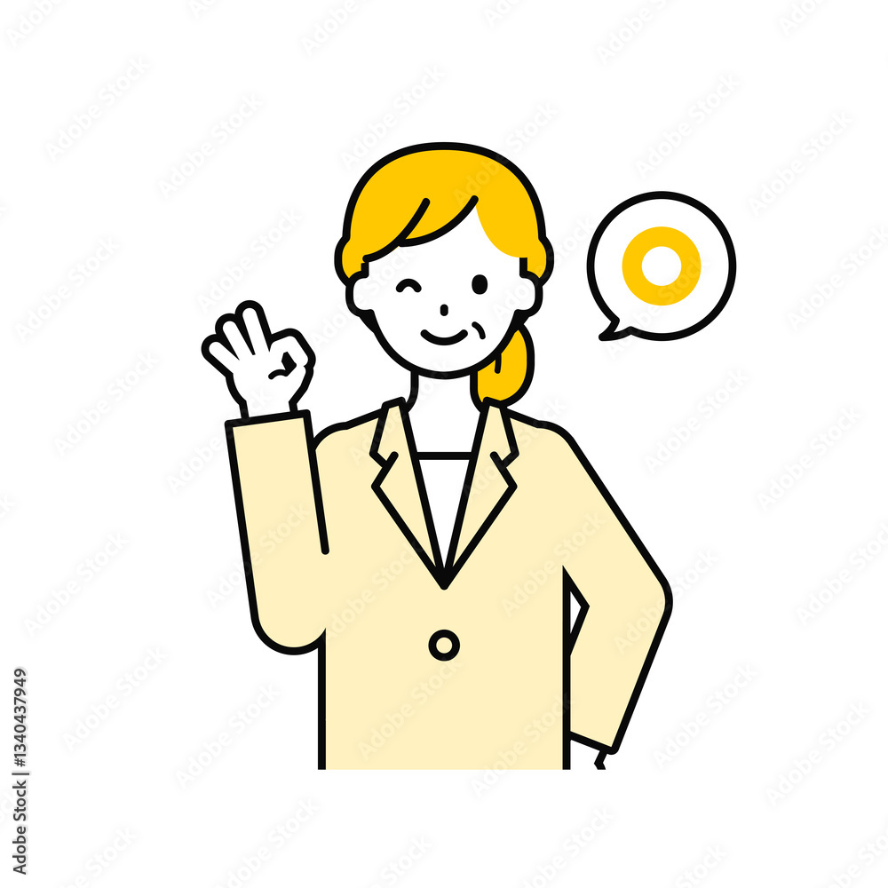 上半身のポーズ_シンプルなシニアの会社員の女性08