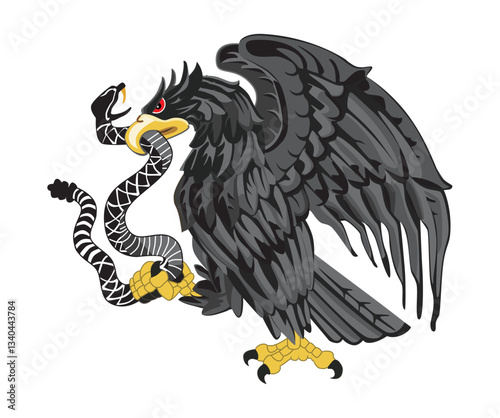 eagle fight with big snake colorfull vector illustration design