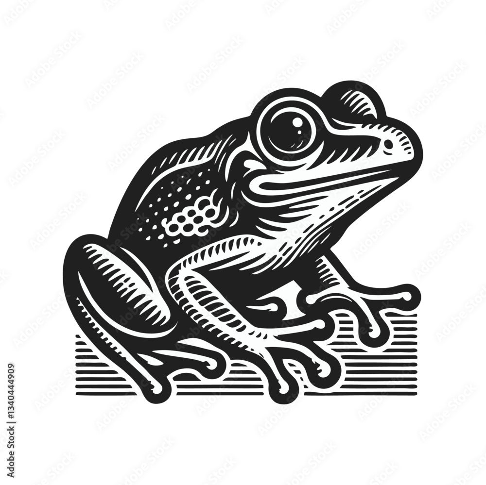 Obraz premium Frog engrave logo icon design illustration