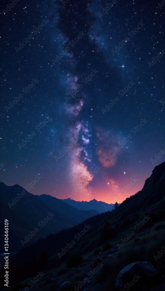 Naklejka premium Sparkling starry night with constellations shining in the vast blackness, night sky, universe