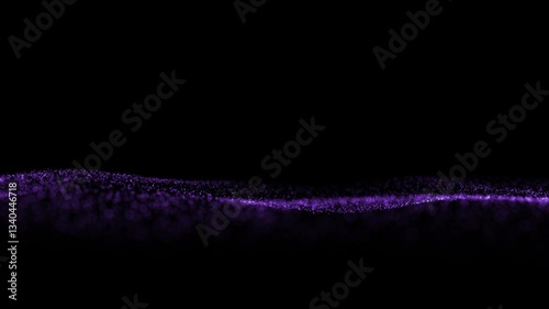  Slow motion loop changing color dotted waves animation on black background.