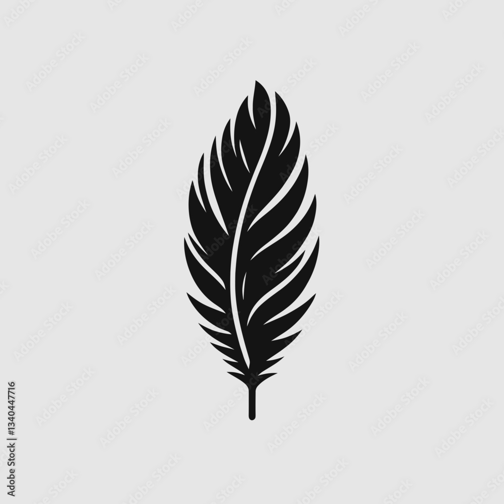 very simple flat and minimalist Eagle Feather silhouette in black on a white background very simple flat and minimalist Eagle Feather silhouette in black on a white background