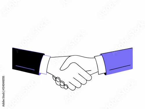 A handshake between two businessmen isolated on a white background symbolizing agreement and teamwork
