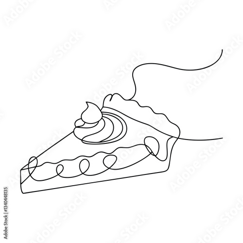 SingleLine Drawing of Delicious Creamy Pumpkin Pie Slice